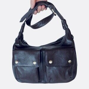 Not Rational Eugenia Pebbled Leather Hand Bag in Black